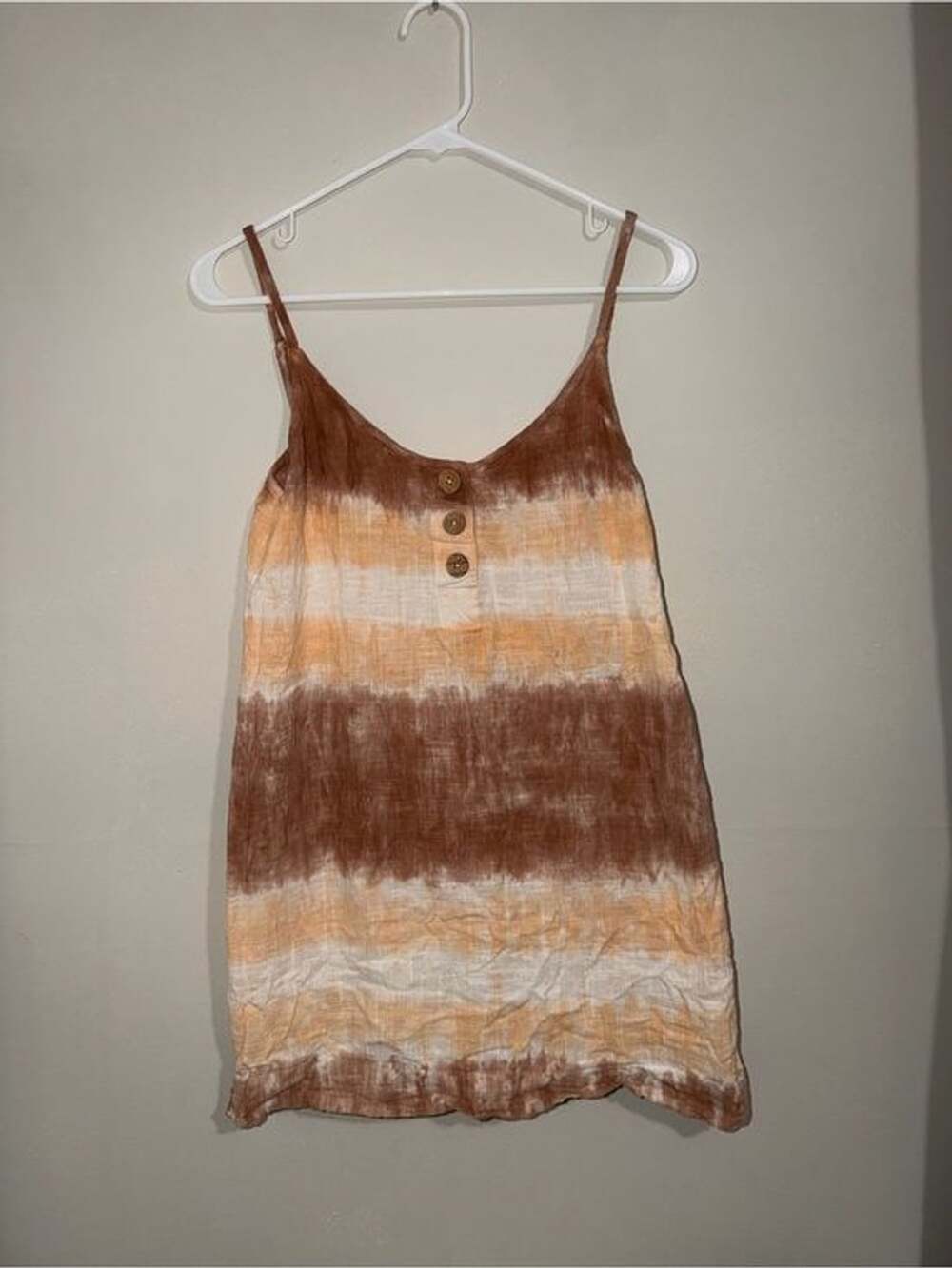 Rip Curl Women’s Medium Brown Orange Tie Dye Button Front Cami Tank